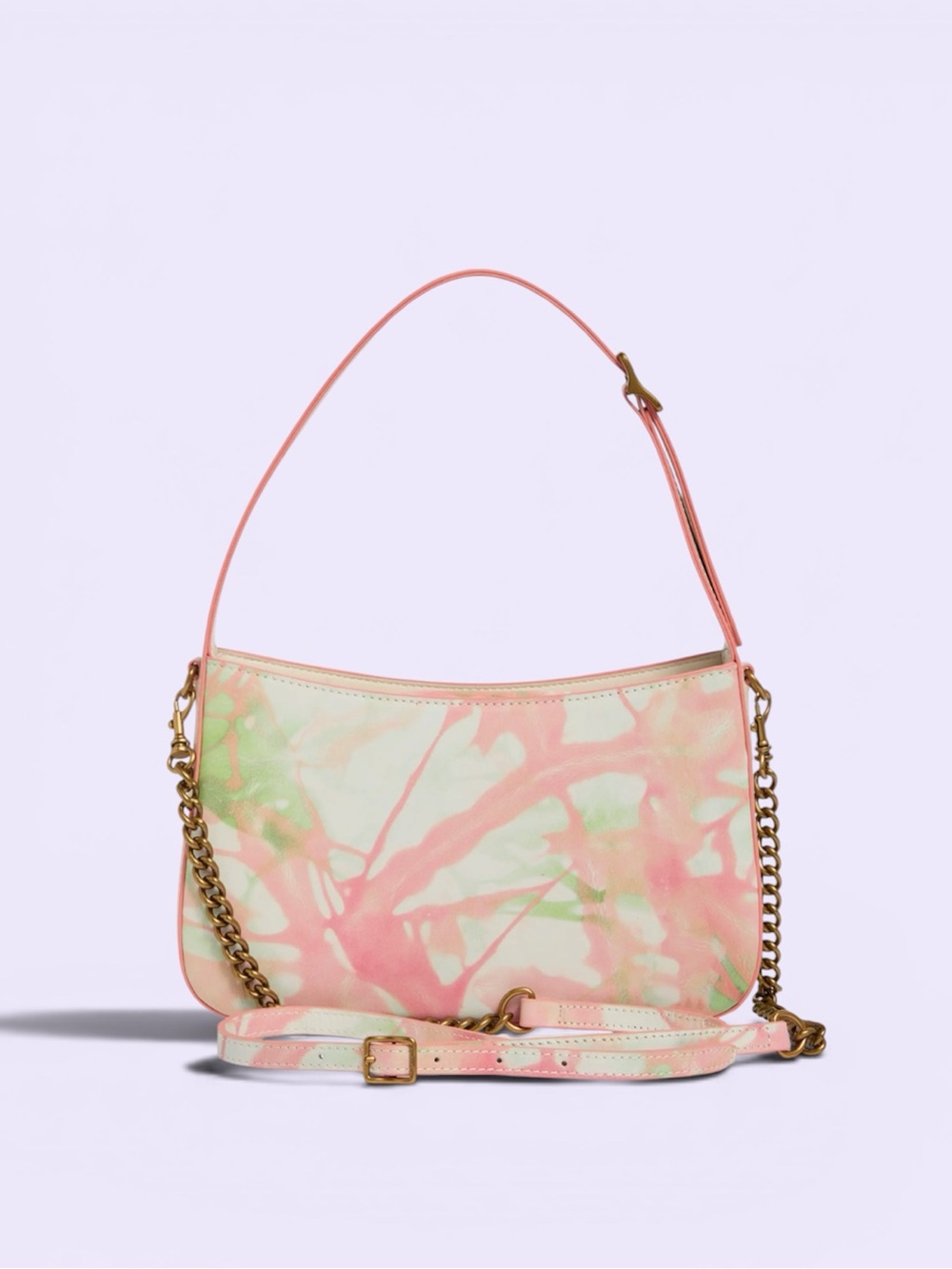 Kurt Geiger Pink Tie-Dye Shoulder Bag with Cream & Green Accents - Picture 2 of 8